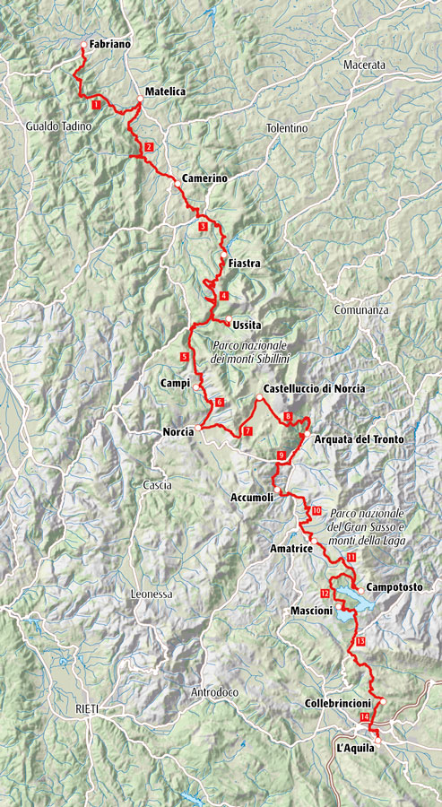 Il Cammino delle Terre mutate mappa