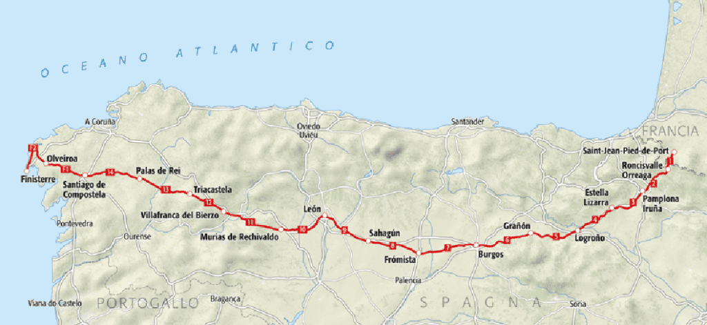 itinerario Santiago in bicicletta