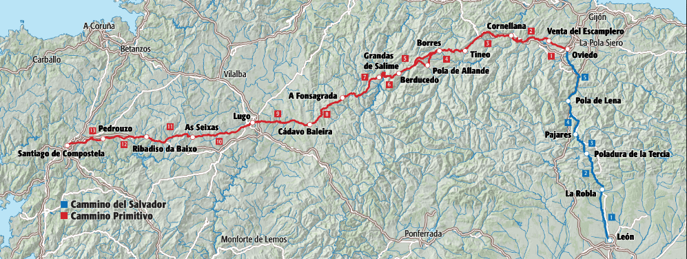 Il Cammino Primitivo mappa